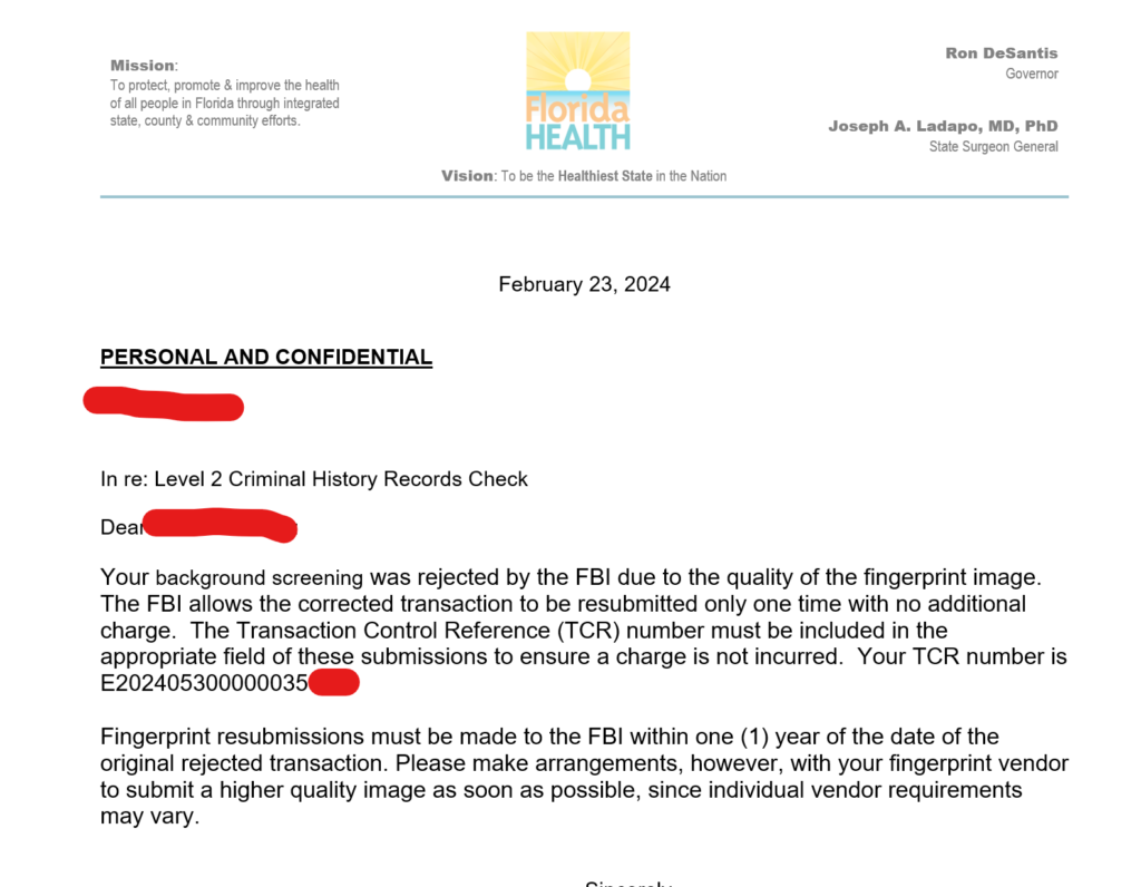 FBI Rejection Letter| Fingerprints