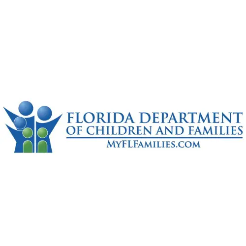 The logo for the Florida Department of Children and Families features three stylized human figures in blue and green, standing together. To the right, the text reads “Florida Department of Children and Families,” with “MyFLFamilies.com” underneath—helpful for finding fingerprinting or livescans near me.